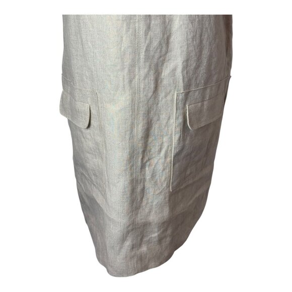 J Crew Dress Women 2 Beige Metallic Gold Linen Shift Mini Lagenlook Preppy - Picture 8 of 13